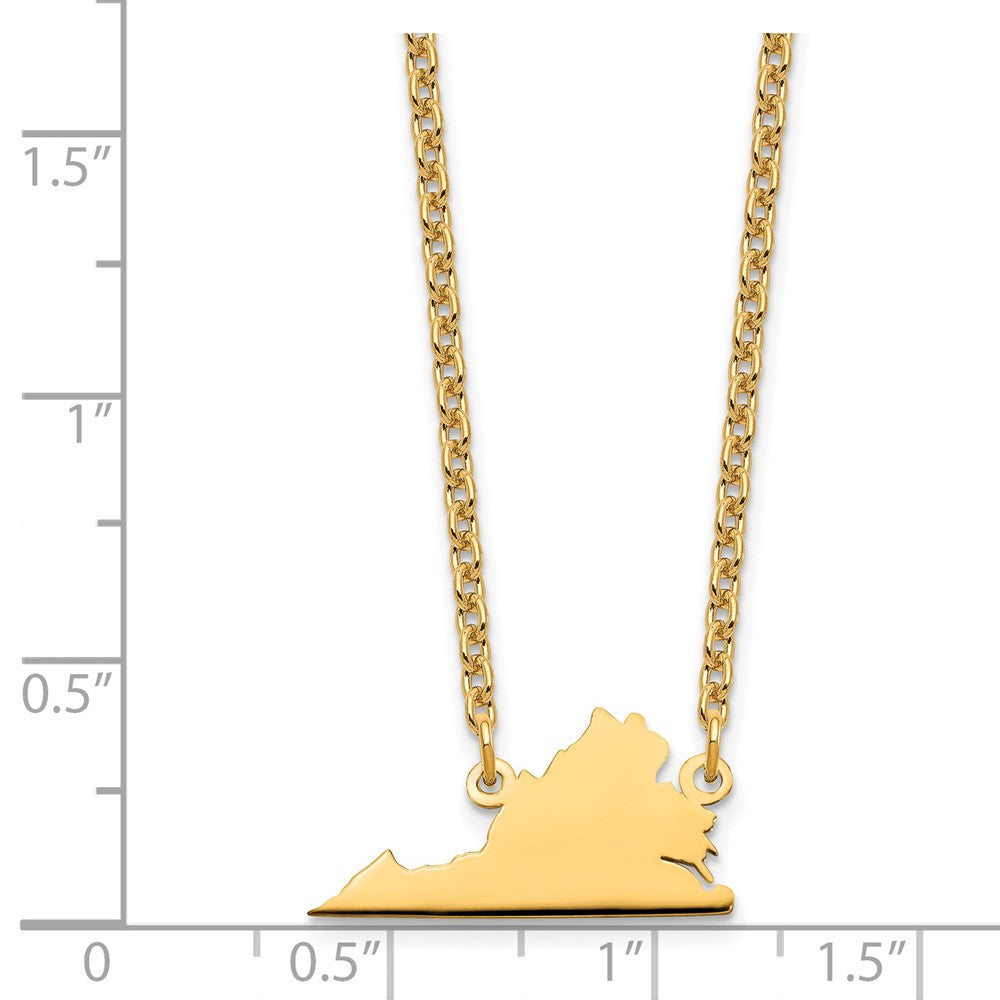 Gold Plated Sterling Silver/Gold Virginia State Necklace
