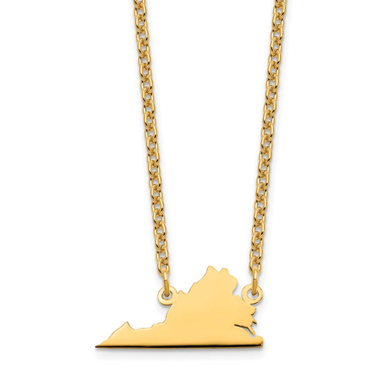 Gold Plated Sterling Silver/Gold Virginia State Necklace