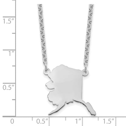 Sterling Silver Silver/Rhodium Plated Alaska State Necklace