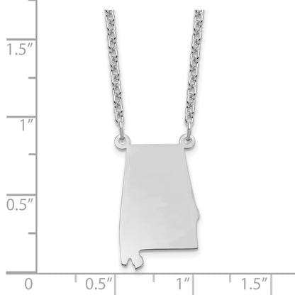Sterling Silver Silver/Rhodium Plated Alabama State Necklace