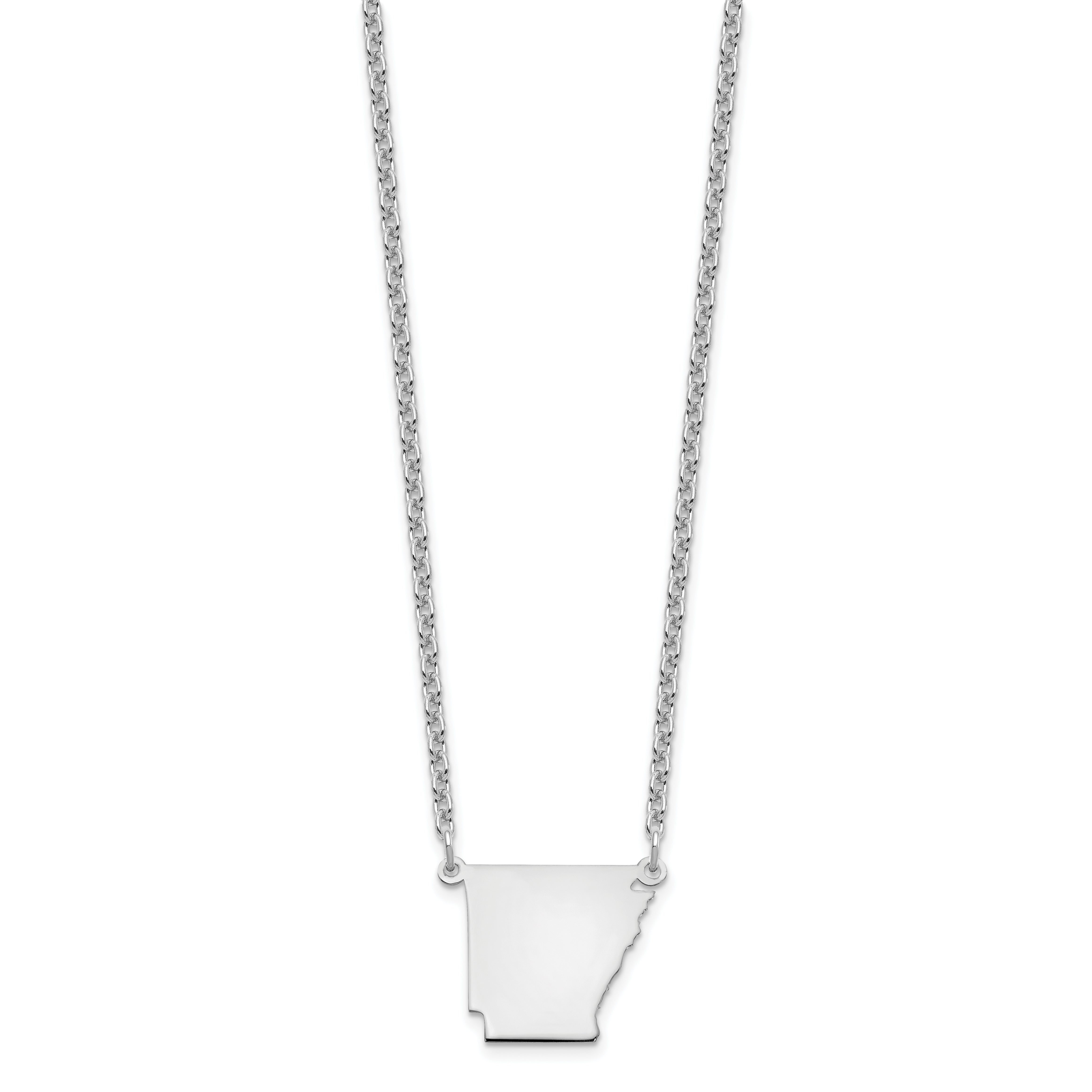 Sterling Silver Silver/Rhodium Plated Arkansas State Necklace