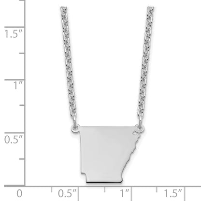 Sterling Silver Silver/Rhodium Plated Arkansas State Necklace