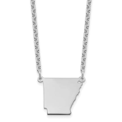 Sterling Silver Silver/Rhodium Plated Arkansas State Necklace