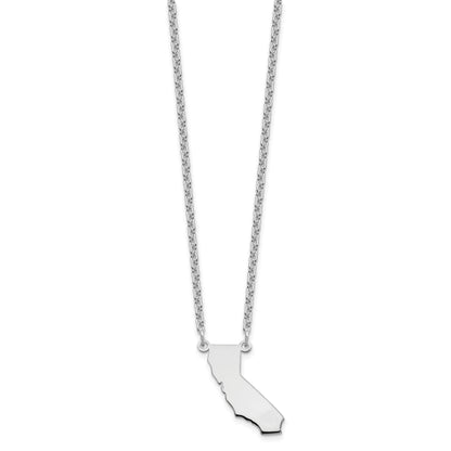 Sterling Silver Silver/Rhodium Plated California State Necklace