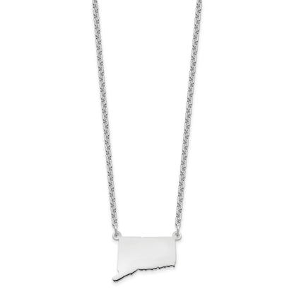 Sterling Silver Silver/Rhodium Plated Connecticut State Necklace