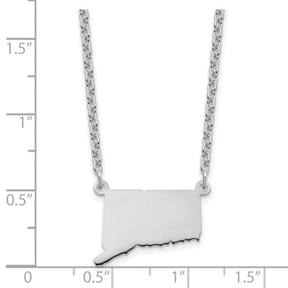 Sterling Silver Silver/Rhodium Plated Connecticut State Necklace