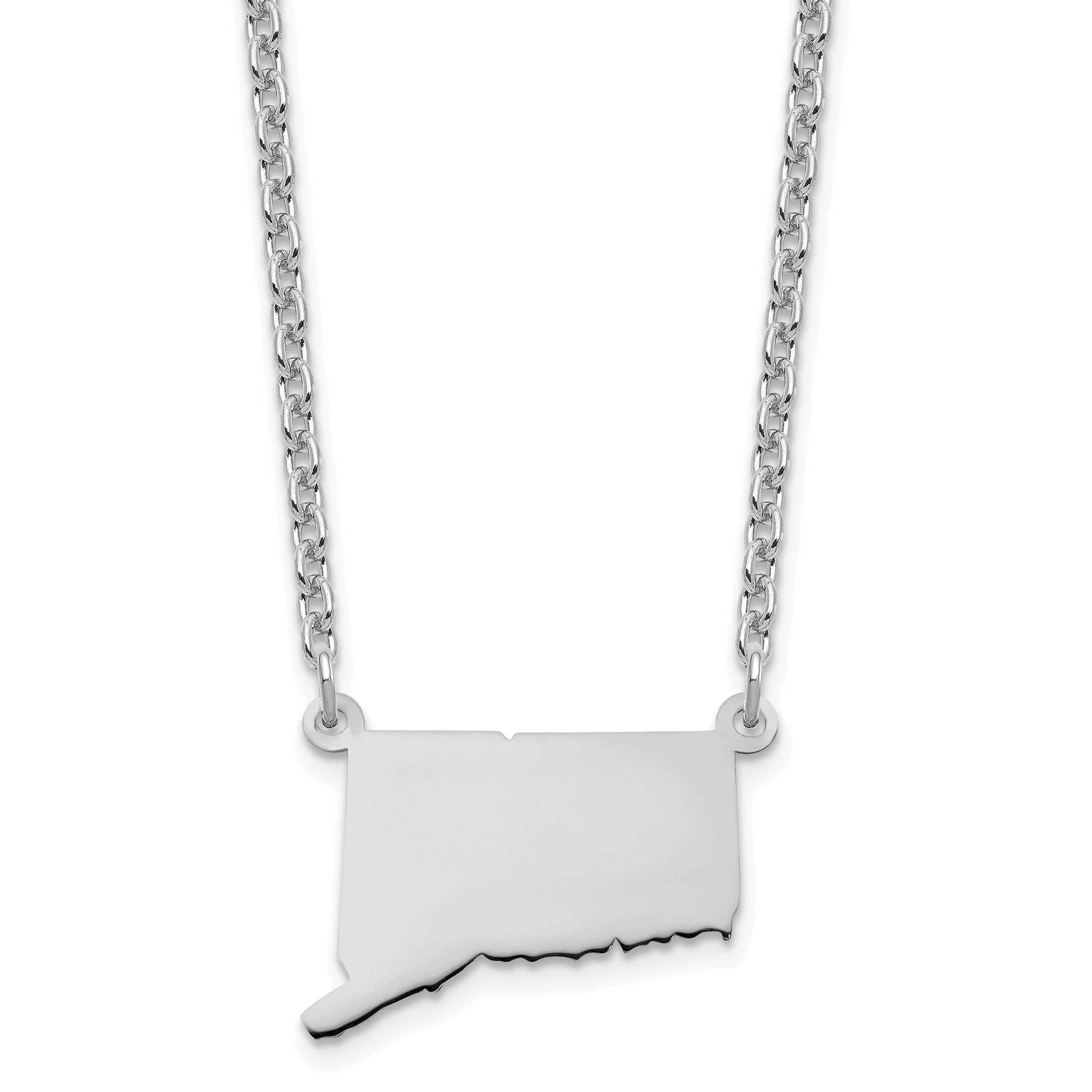 Sterling Silver Silver/Rhodium Plated Connecticut State Necklace