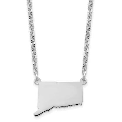 Sterling Silver Silver/Rhodium Plated Connecticut State Necklace