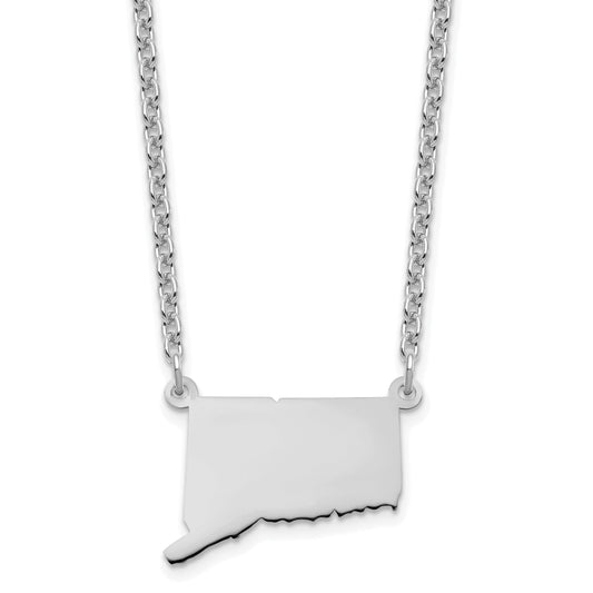 Sterling Silver Silver/Rhodium Plated Connecticut State Necklace