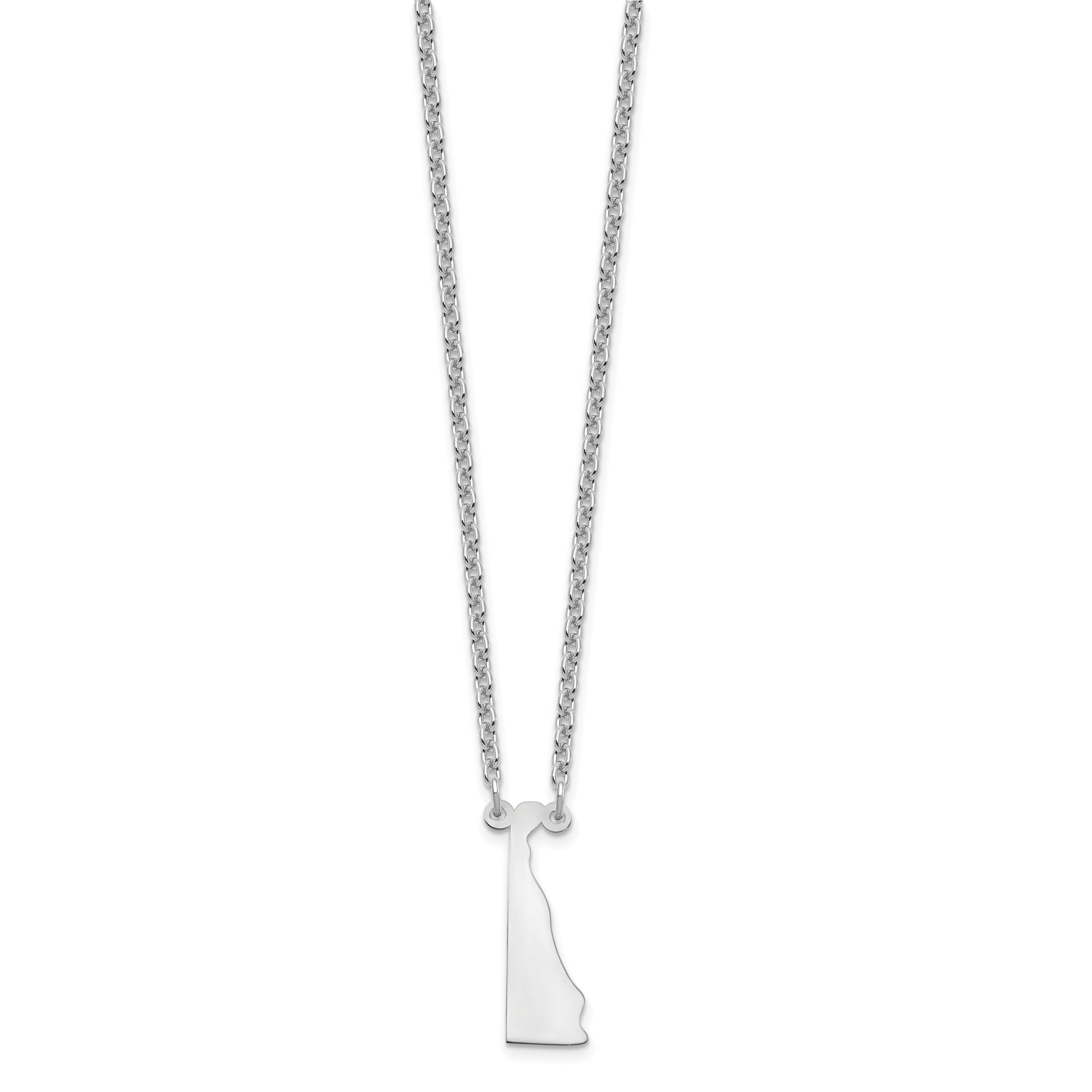 Sterling Silver Silver/Rhodium Plated Delaware State Necklace