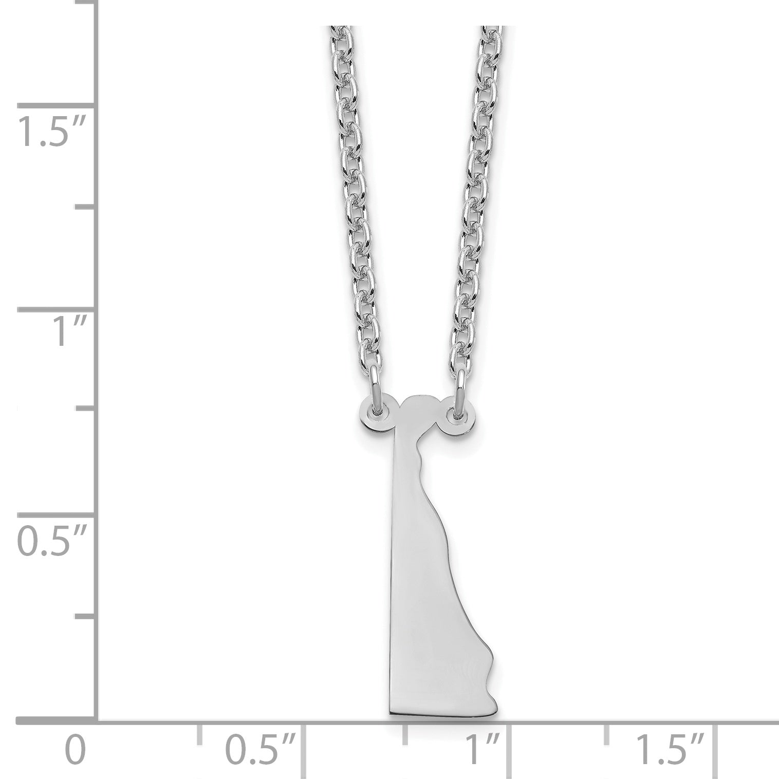 Sterling Silver Silver/Rhodium Plated Delaware State Necklace