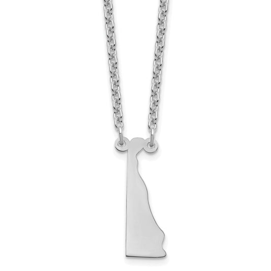 Sterling Silver Silver/Rhodium Plated Delaware State Necklace