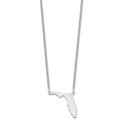 Sterling Silver Silver/Rhodium Plated Florida State Necklace