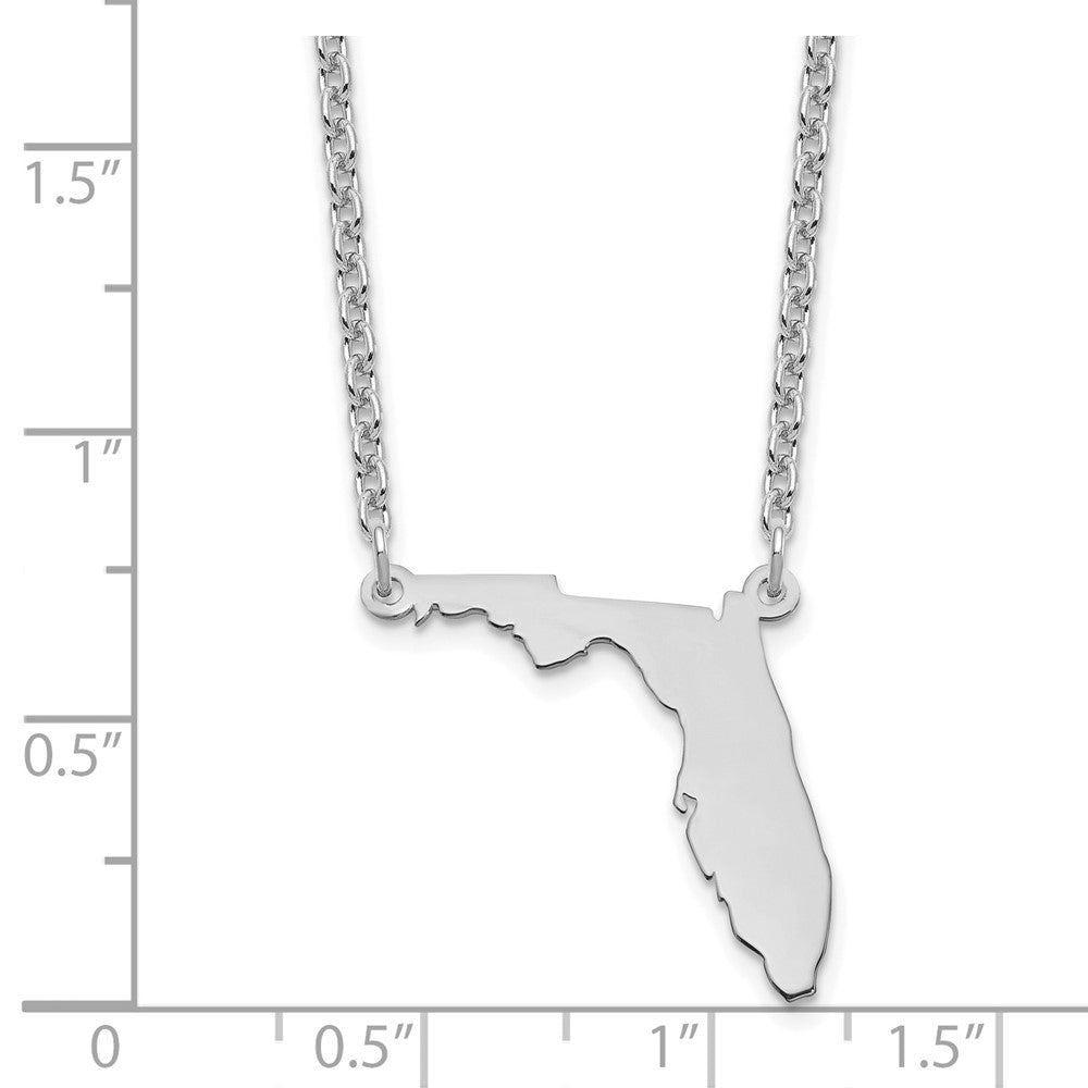 Sterling Silver Silver/Rhodium Plated Florida State Necklace