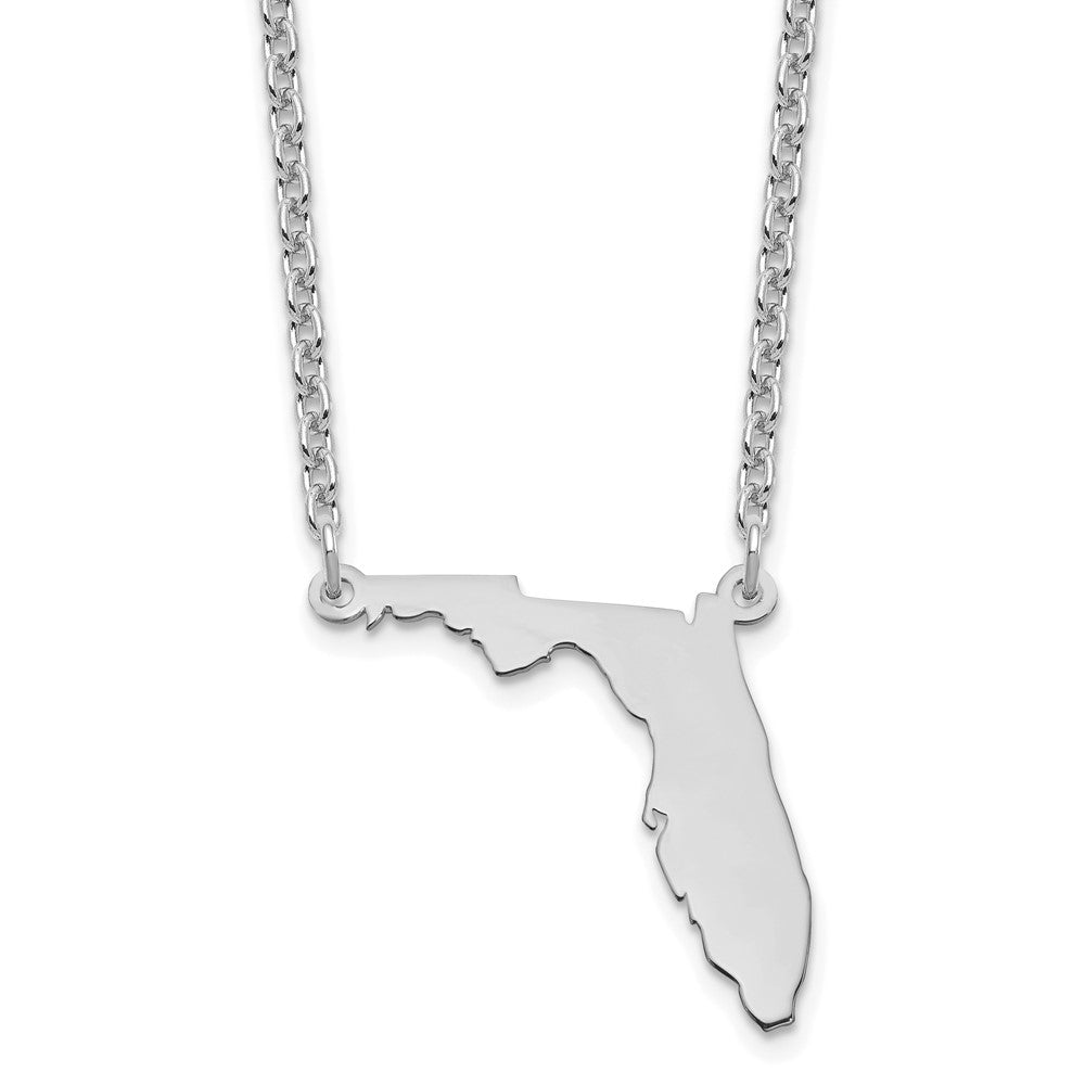 Sterling Silver Silver/Rhodium Plated Florida State Necklace