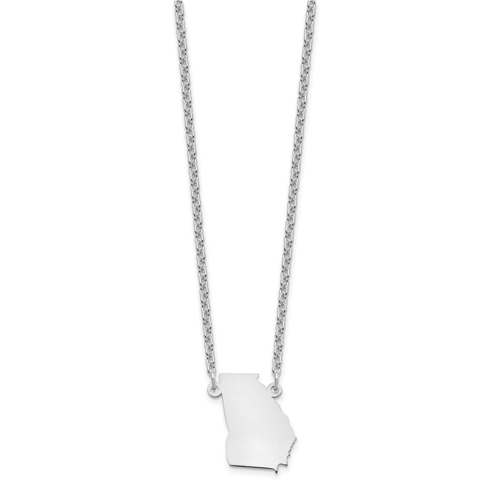 Sterling Silver Silver/Rhodium Plated Georgia State Necklace