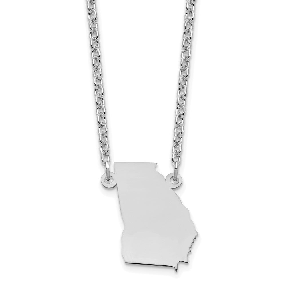 Sterling Silver Silver/Rhodium Plated Georgia State Necklace