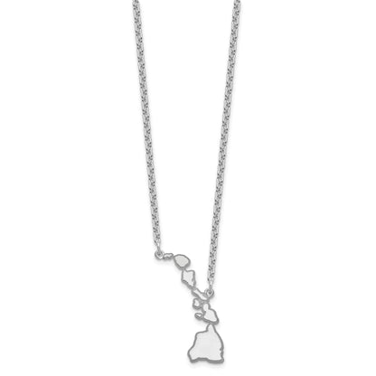 Sterling Silver Silver/Rhodium Plated Hawaii State Necklace