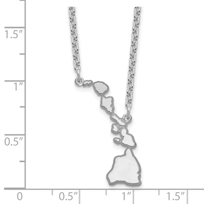 Sterling Silver Silver/Rhodium Plated Hawaii State Necklace