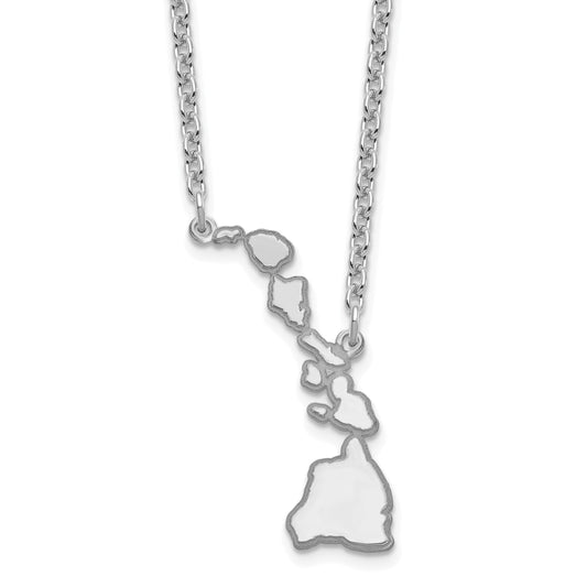 Sterling Silver Silver/Rhodium Plated Hawaii State Necklace