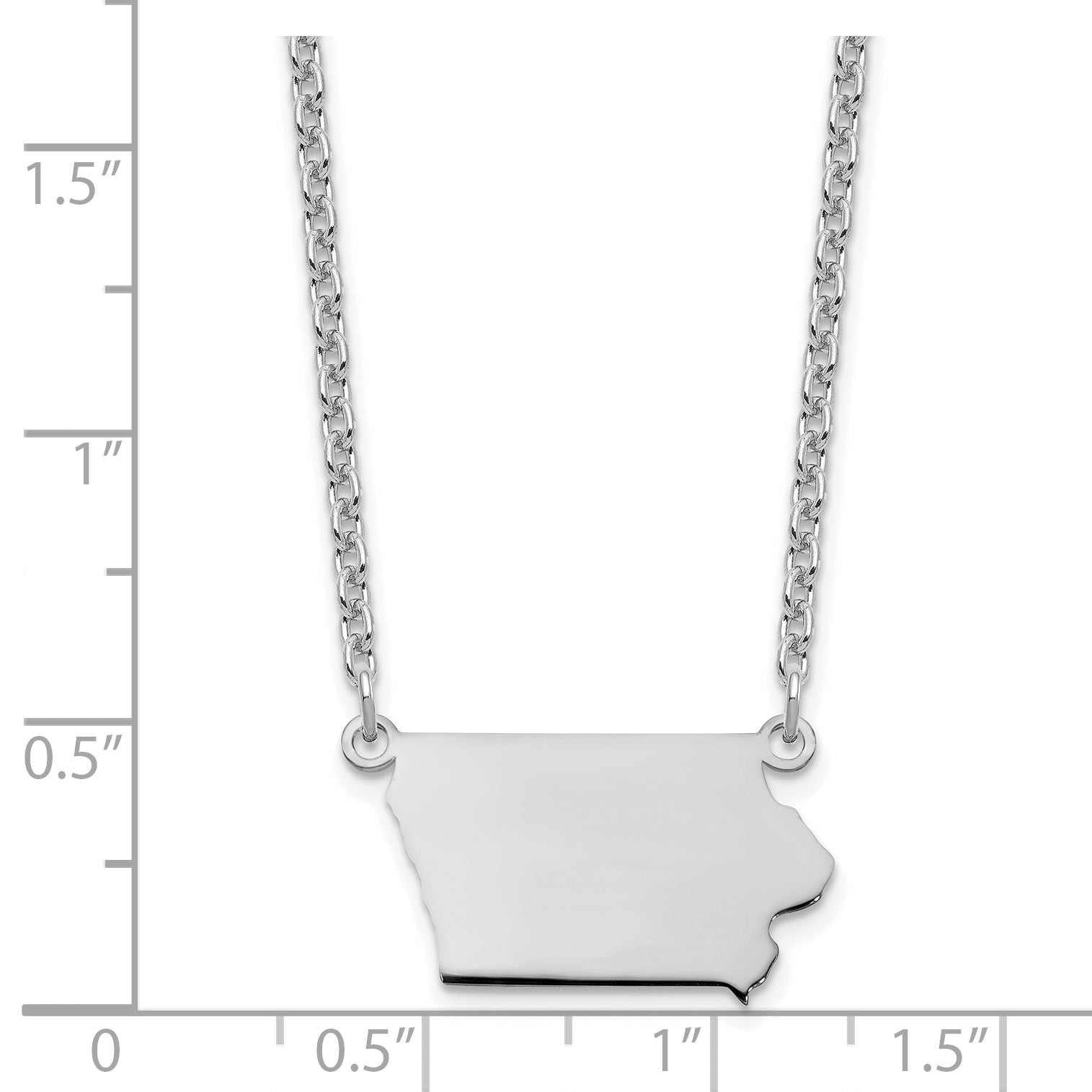 Sterling Silver Silver/Rhodium Plated Iowa State Necklace
