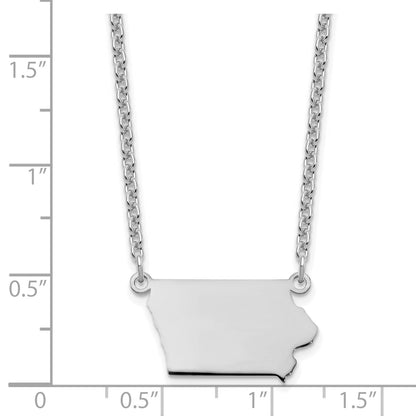 Sterling Silver Silver/Rhodium Plated Iowa State Necklace