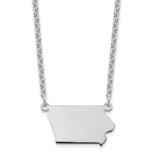 Sterling Silver Silver/Rhodium Plated Iowa State Necklace