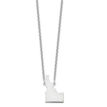 Sterling Silver Silver/Rhodium Plated Idaho State Necklace