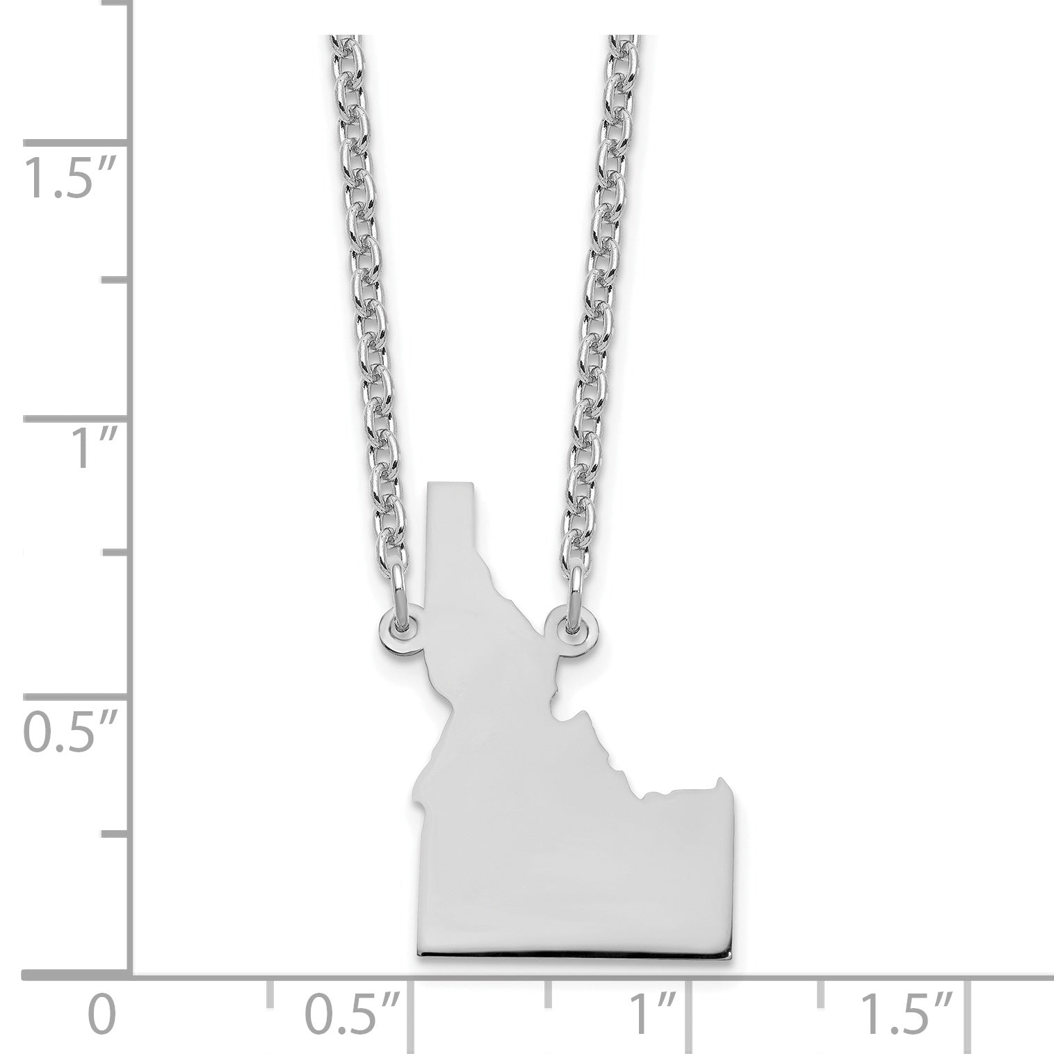 Sterling Silver Silver/Rhodium Plated Idaho State Necklace