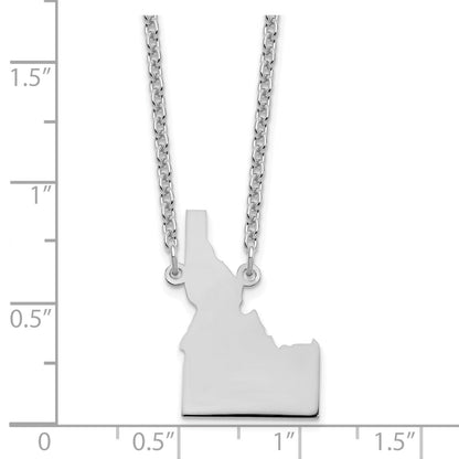 Sterling Silver Silver/Rhodium Plated Idaho State Necklace