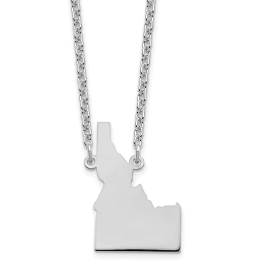 Sterling Silver Silver/Rhodium Plated Idaho State Necklace