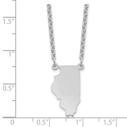 Sterling Silver Silver/Rhodium Plated Illinois State Necklace