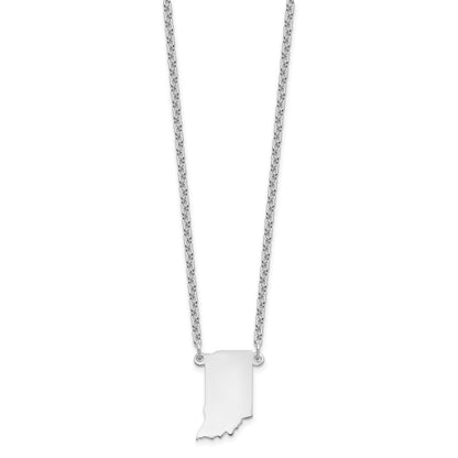 Sterling Silver Silver/Rhodium Plated Indiana State Necklace