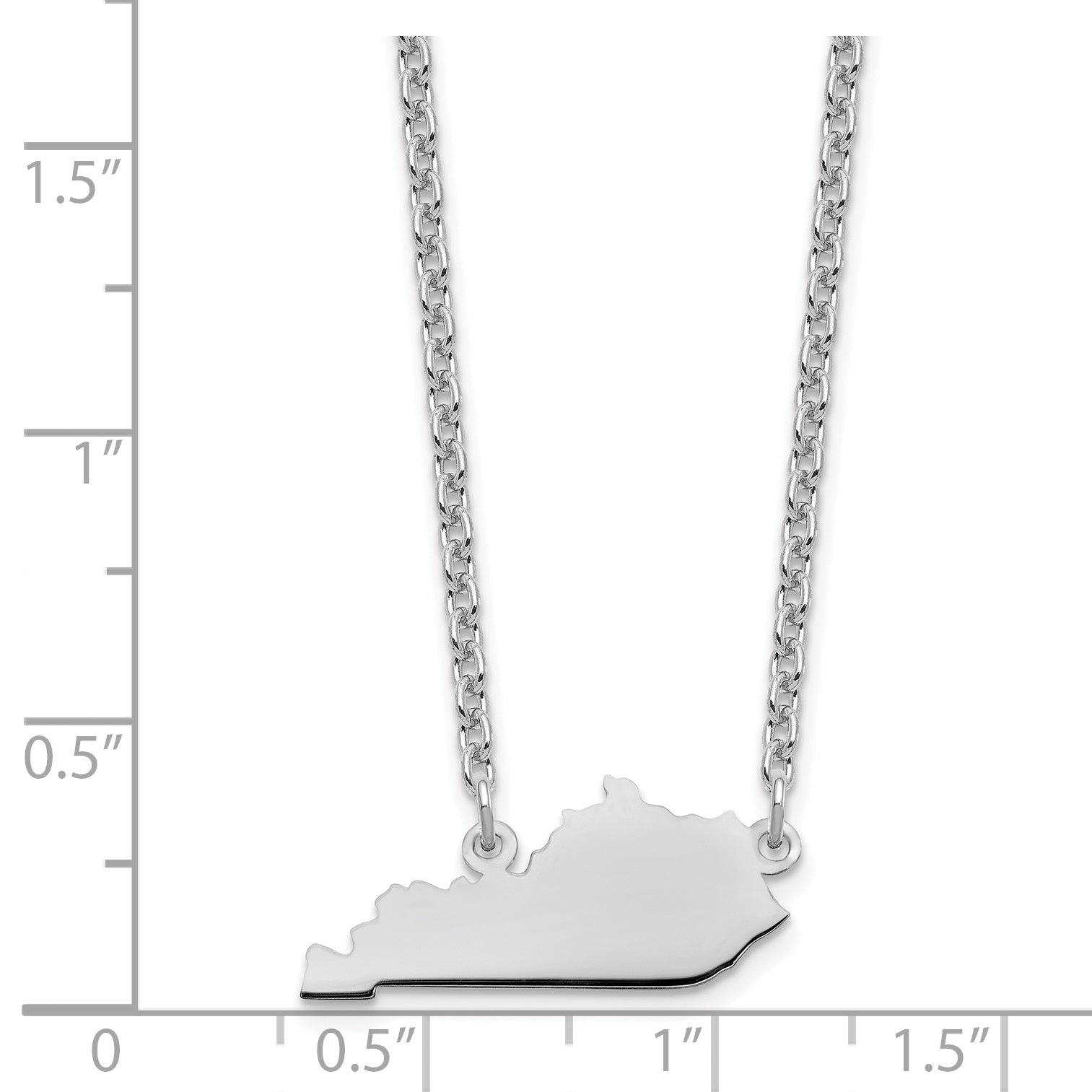 Sterling Silver Silver/Rhodium Plated Kentucky State Necklace