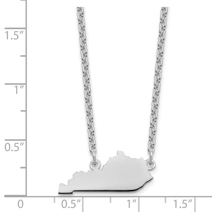Sterling Silver Silver/Rhodium Plated Kentucky State Necklace