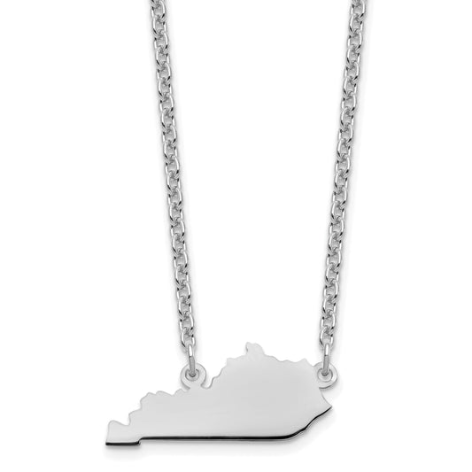 Sterling Silver Silver/Rhodium Plated Kentucky State Necklace