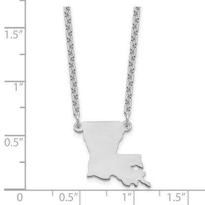 Sterling Silver Silver/Rhodium Plated Louisiana State Necklace
