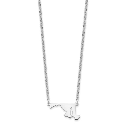 Sterling Silver Silver/Rhodium Plated Maryland State Necklace
