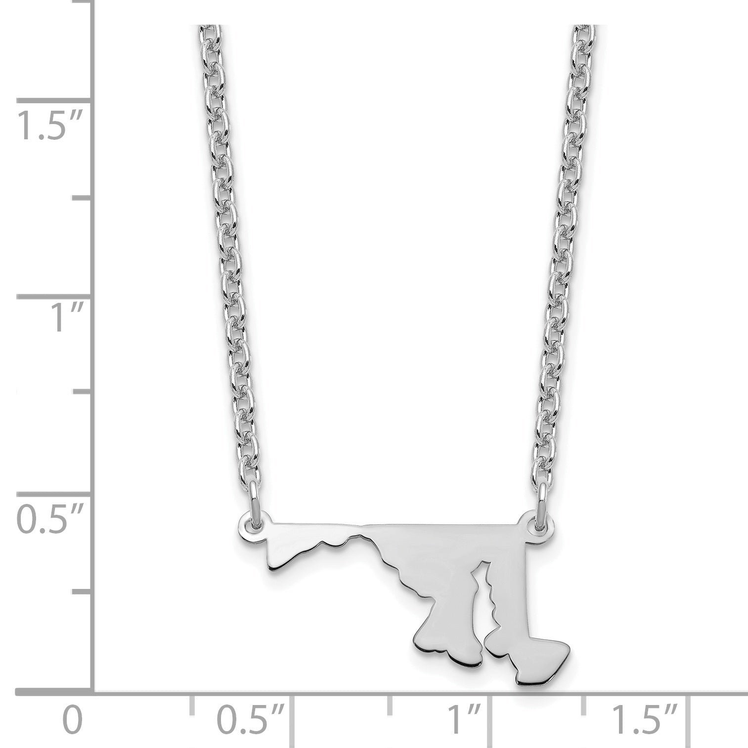 Sterling Silver Silver/Rhodium Plated Maryland State Necklace