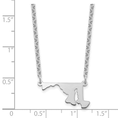 Sterling Silver Silver/Rhodium Plated Maryland State Necklace