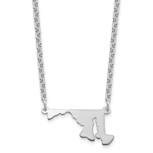 Sterling Silver Silver/Rhodium Plated Maryland State Necklace