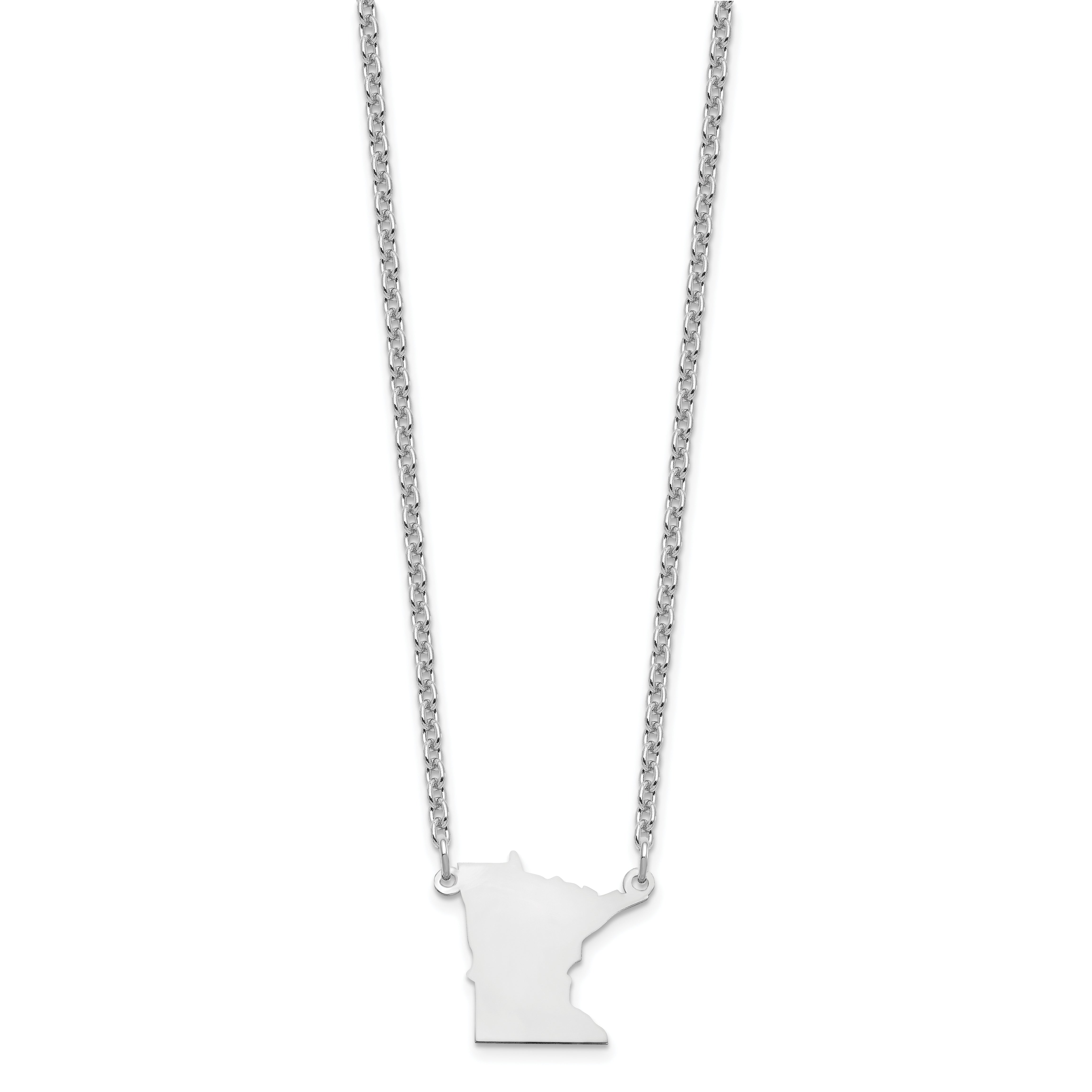 Sterling Silver Silver/Rhodium Plated Minnesota State Necklace