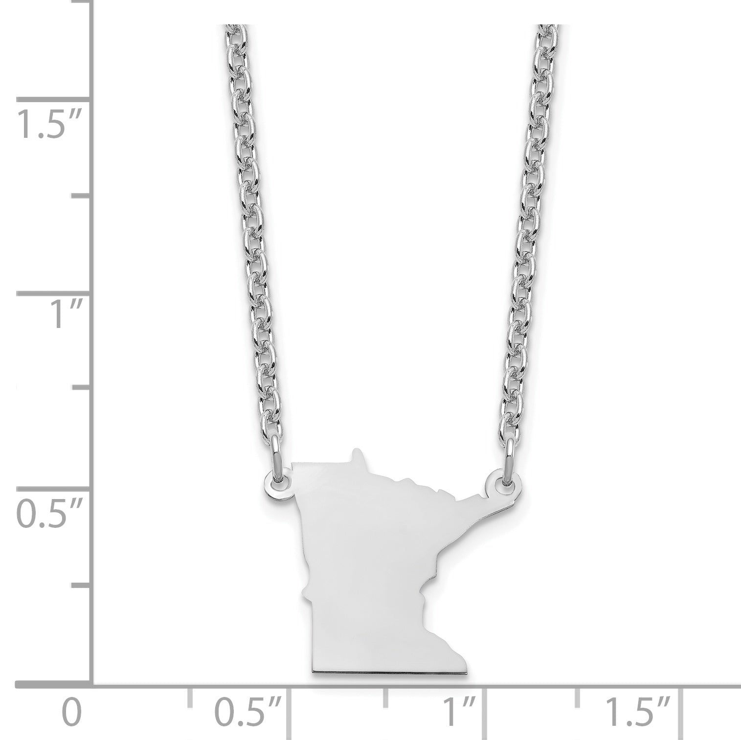 Sterling Silver Silver/Rhodium Plated Minnesota State Necklace