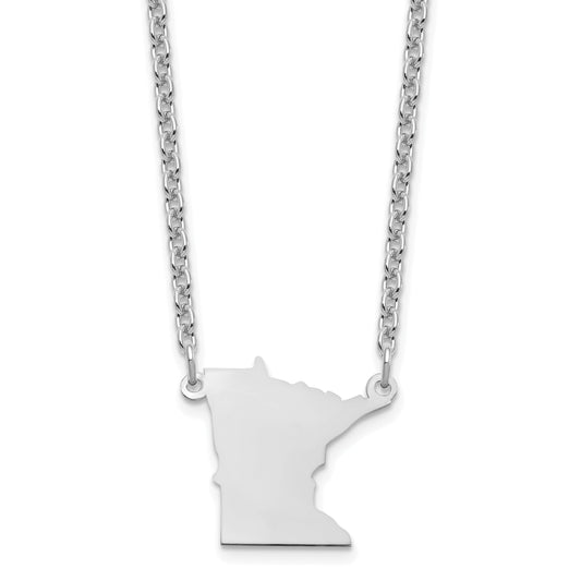Sterling Silver Silver/Rhodium Plated Minnesota State Necklace