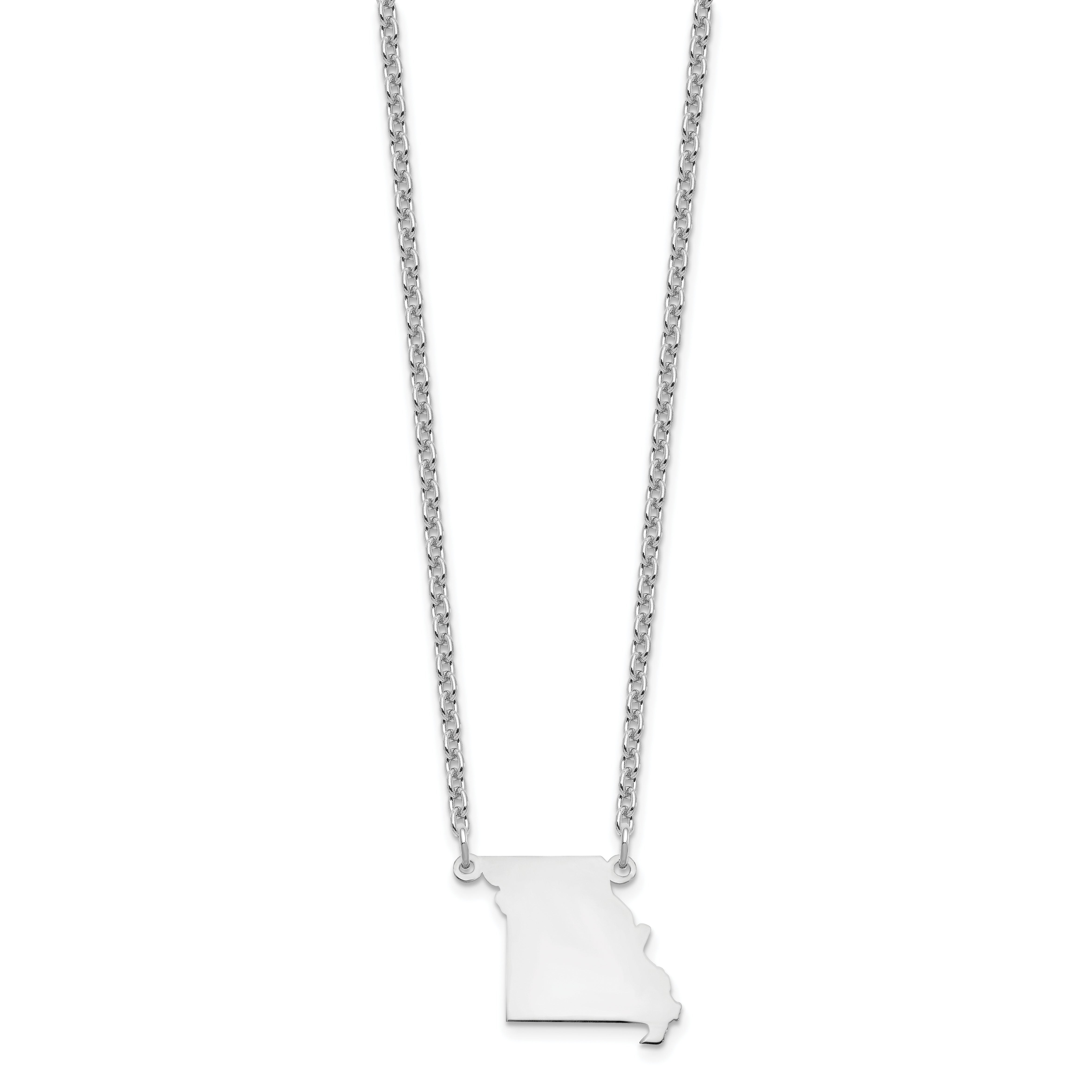 Sterling Silver Silver/Rhodium Plated Missouri State Necklace