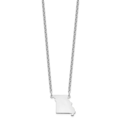 Sterling Silver Silver/Rhodium Plated Missouri State Necklace