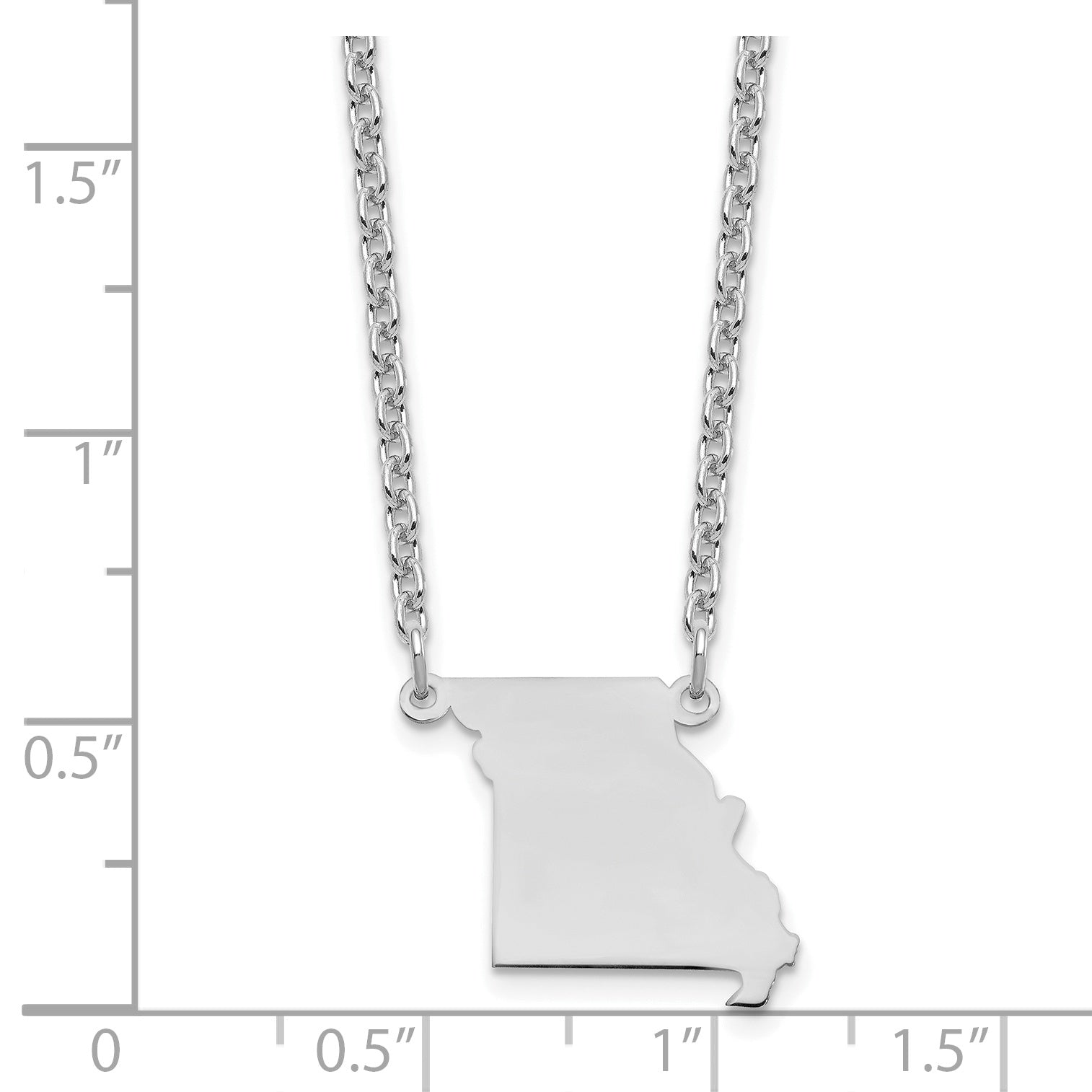 Sterling Silver Silver/Rhodium Plated Missouri State Necklace