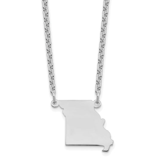 Sterling Silver Silver/Rhodium Plated Missouri State Necklace