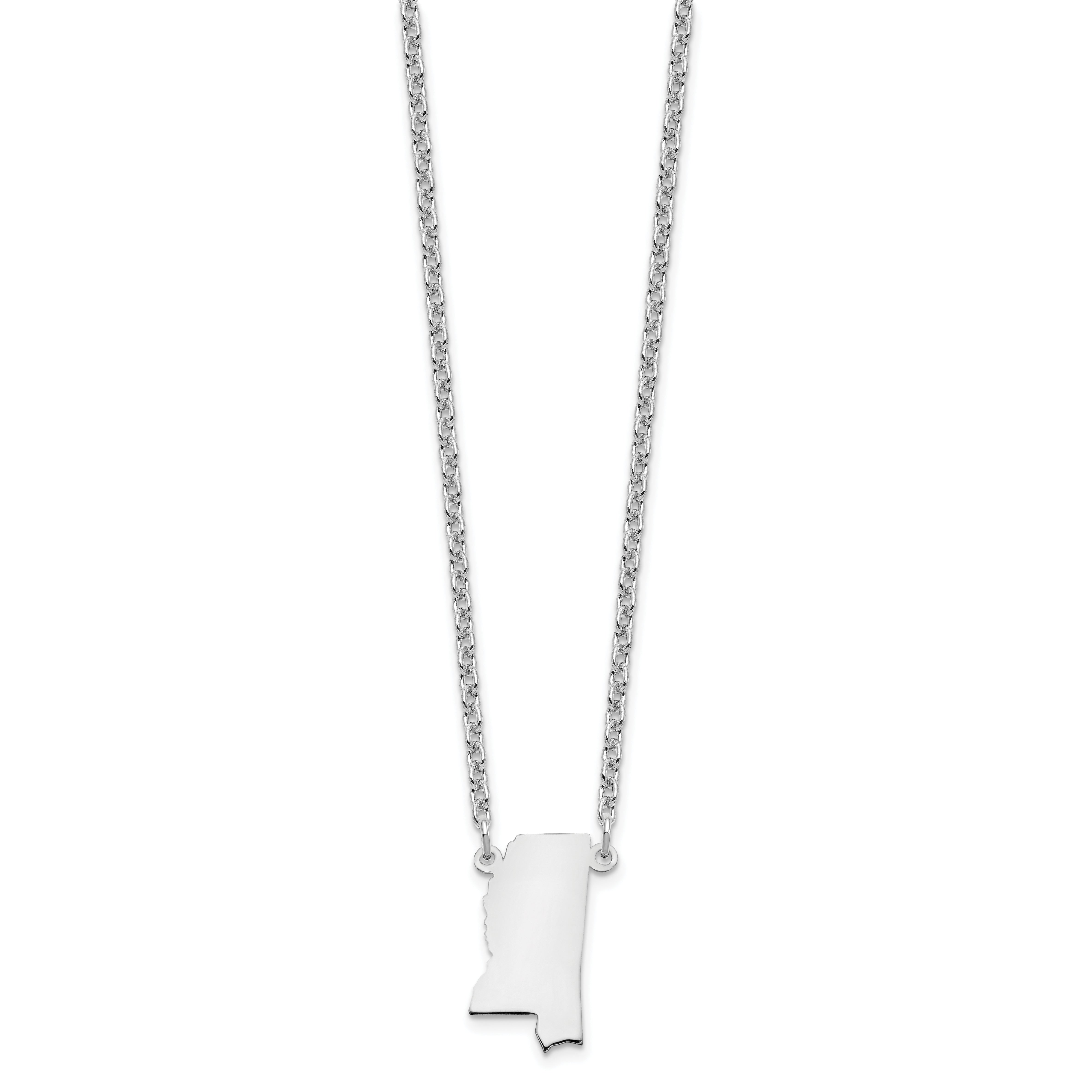 Sterling Silver Silver/Rhodium Plated Mississippi State Necklace