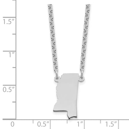Sterling Silver Silver/Rhodium Plated Mississippi State Necklace